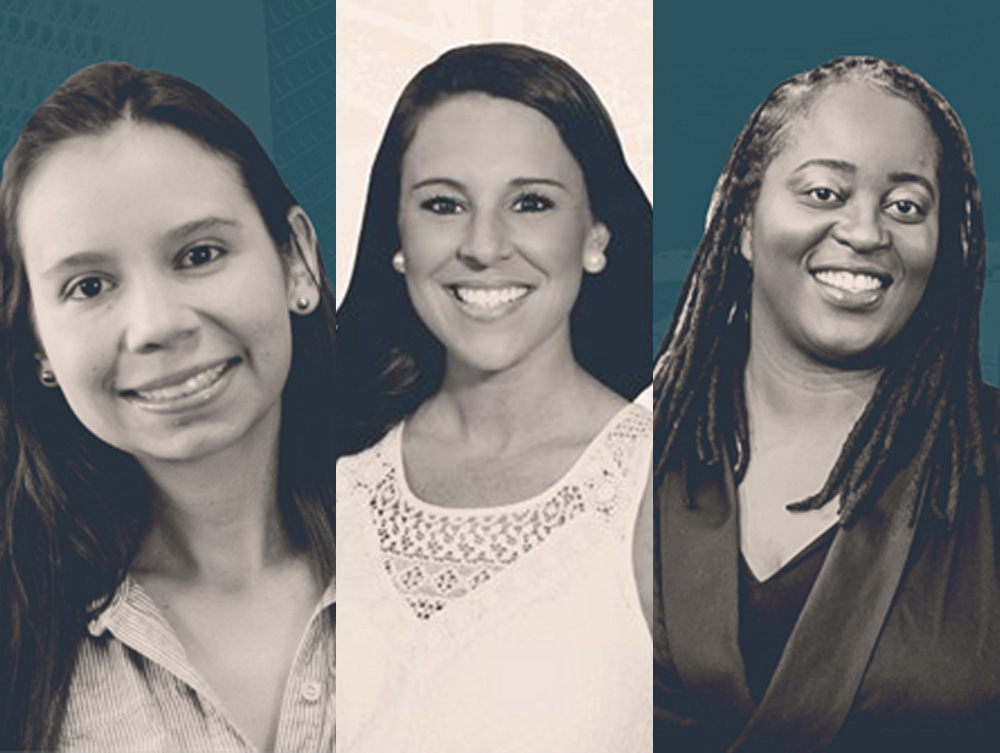 Kathryn Lanier (PhD Chem 17), Maria Soto-Giron (PhD BI 18), and Nseabasi Ufot (Psy 02) are included in a new program designed to recognize the achievements of young Georgia Institute of Technology alumni who are improving the human condition. Kathryn Lanier (PhD Chem 17), Maria Soto-Giron (PhD BI 18), and Nseabasi Ufot (Psy 02) are included in a new program designed to recognize the achievements of young Georgia Institute of Technology alumni who are improving the human condition.