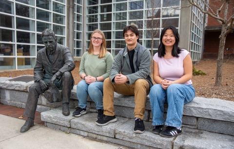 Award winners from left to right: Sara Dixon, Matthew Rohan, and Chloe Zhang.