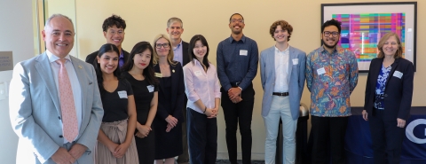 President Cabrera, VIce Provost Bonnie Ferri and Inaugural Georgia Tech Stamps Fellows